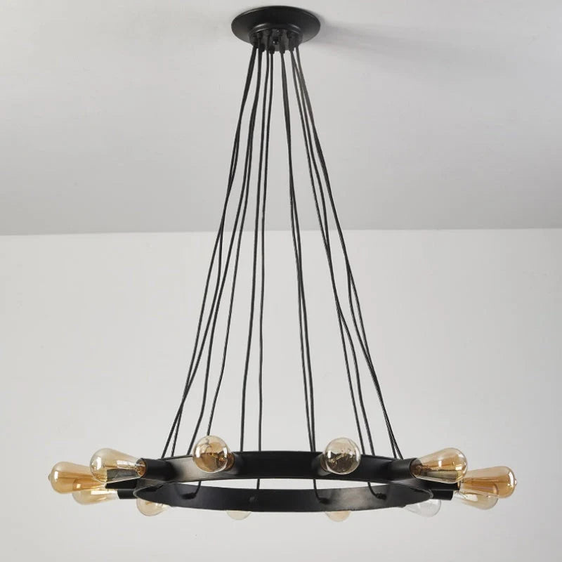 Chandelier | Vintage Geometric Ring & Metal Frame | 12-Bulb E27