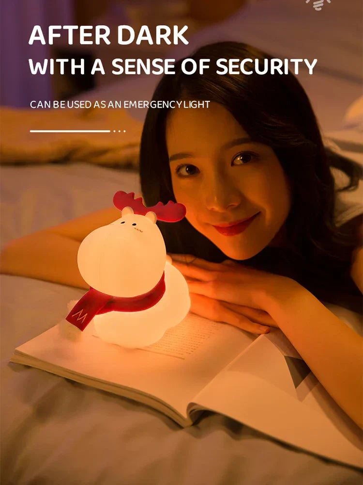 Children's Night Light | Silicone Reindeer & Warm LED | 10-Hour Battery Life