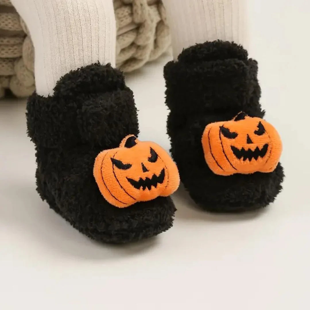 Children's Slippers | Fleece-Lined Slip-On & Ankle-High | Halloween Motif