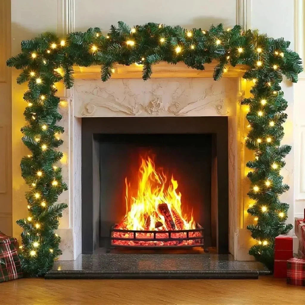 Christmas Garland | Artificial Fir & Warm White LEDs | Battery-Operated, 2.7 m