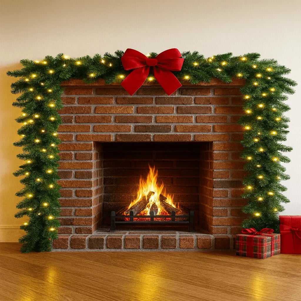Christmas Garland | Artificial Fir & Warm White LEDs | Battery-Operated, 2.7 m