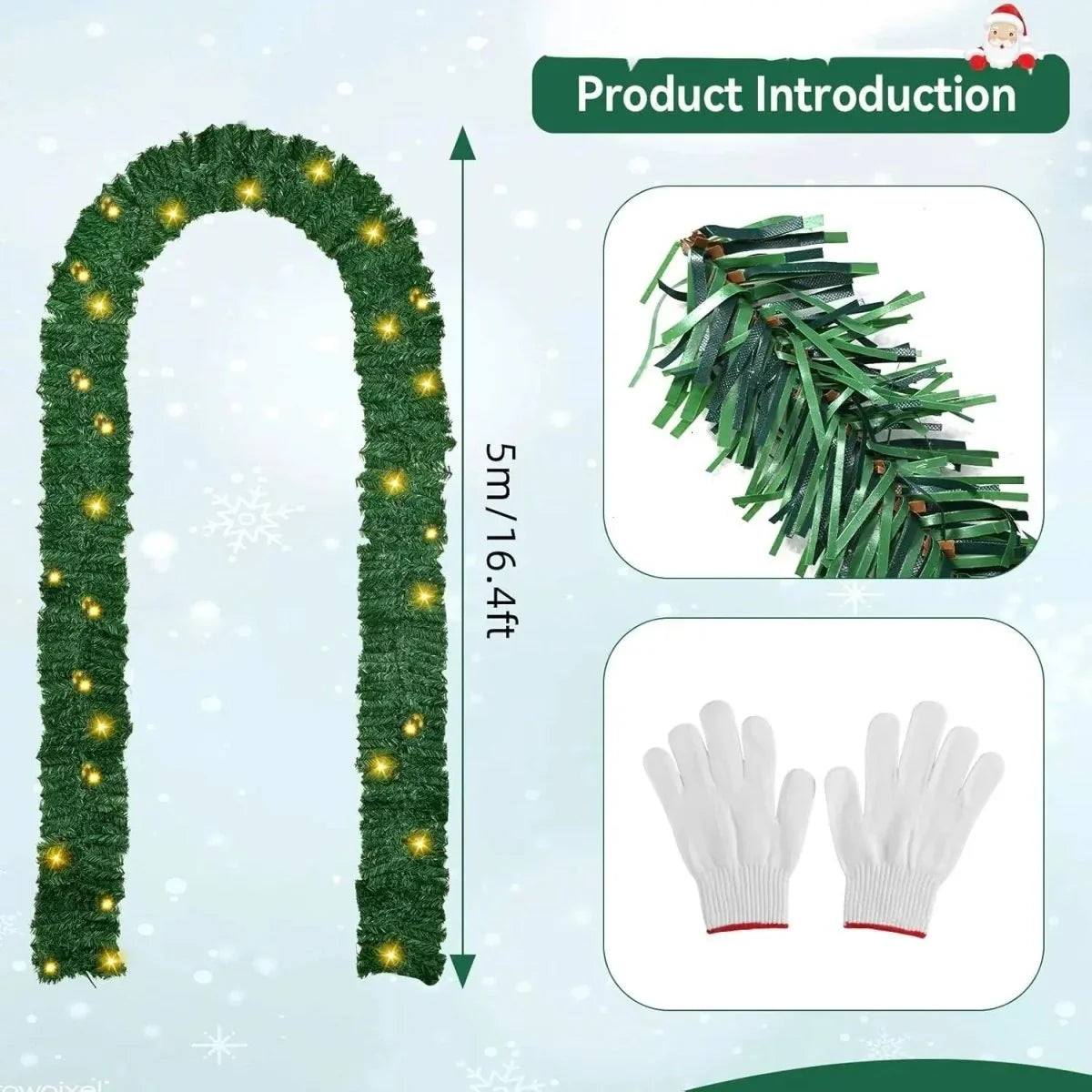 Christmas Garland | Artificial Fir & Warm White LEDs | Battery-Operated, 2.7 m
