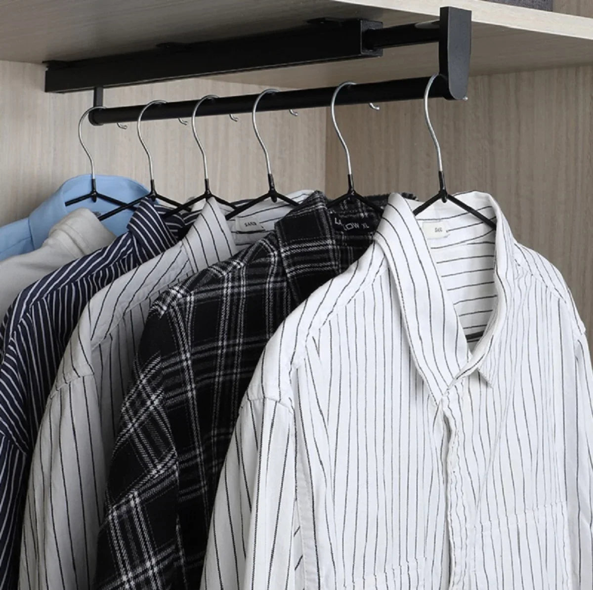 Closet Hanger Rail | Smooth Pull-Out & Space-Saving | 25 kg Load Capacity