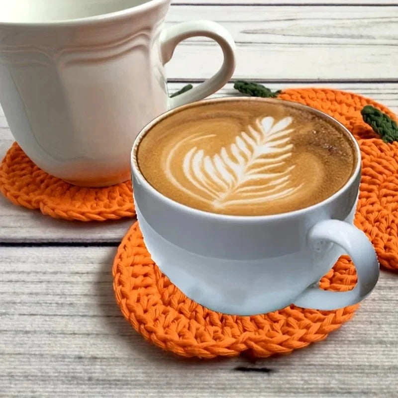 Coaster | Hand-Crocheted Pumpkin Design & Heat Protection | 10 cm