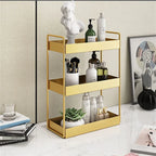 Cosmetic Organizer | Double-Layer & Gold Metal Finish