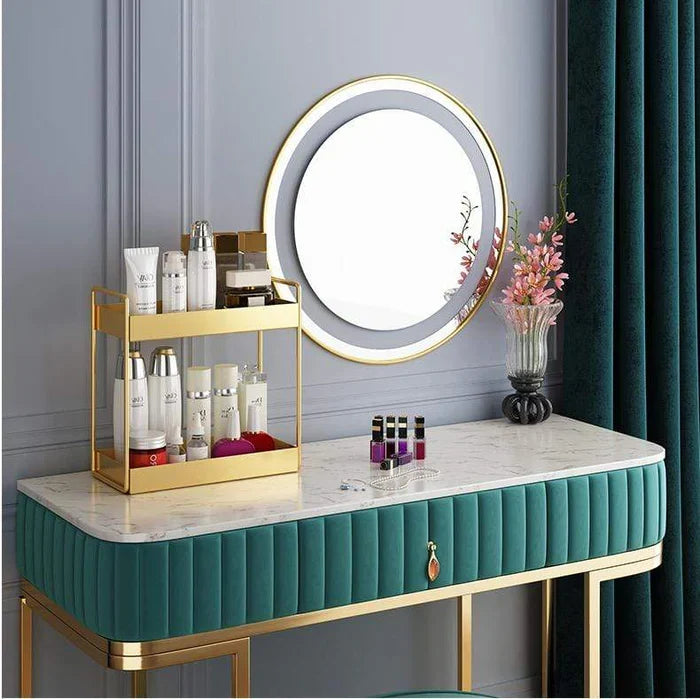 Cosmetic Organizer | Double-Layer & Gold Metal Finish