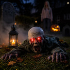 Crawling Zombie Decoration | Motion-Activated Glowing Eyes & Sound Effects | 115 cm Life-Size