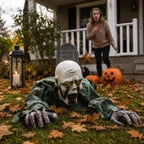 Crawling Zombie Decoration | Motion-Activated Glowing Eyes & Sound Effects | 115 cm Life-Size