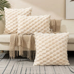Cushion Cover | 3D Plush Grid Texture & Machine-Washable