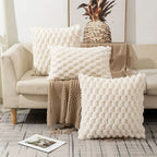 Cushion Cover | 3D Plush Grid Texture & Machine-Washable