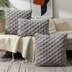 Cushion Cover | 3D Plush Grid Texture & Machine-Washable