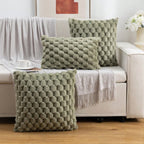 Cushion Cover | 3D Plush Grid Texture & Machine-Washable