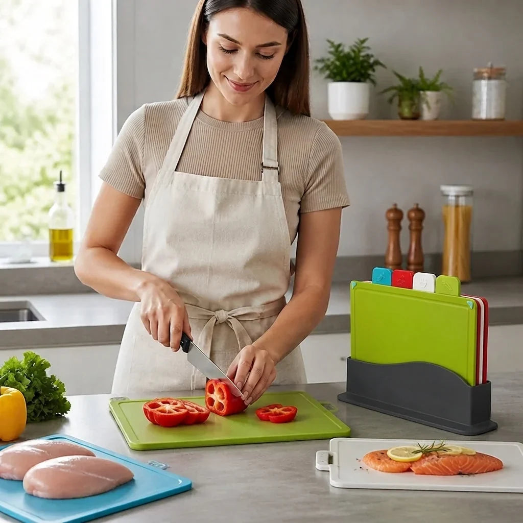 Cutting Board Set | Color-Coded, Non-Slip & Dishwasher-Safe | Set of 4