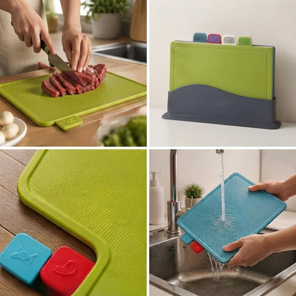 Cutting Board Set | Color-Coded, Non-Slip & Dishwasher-Safe | Set of 4