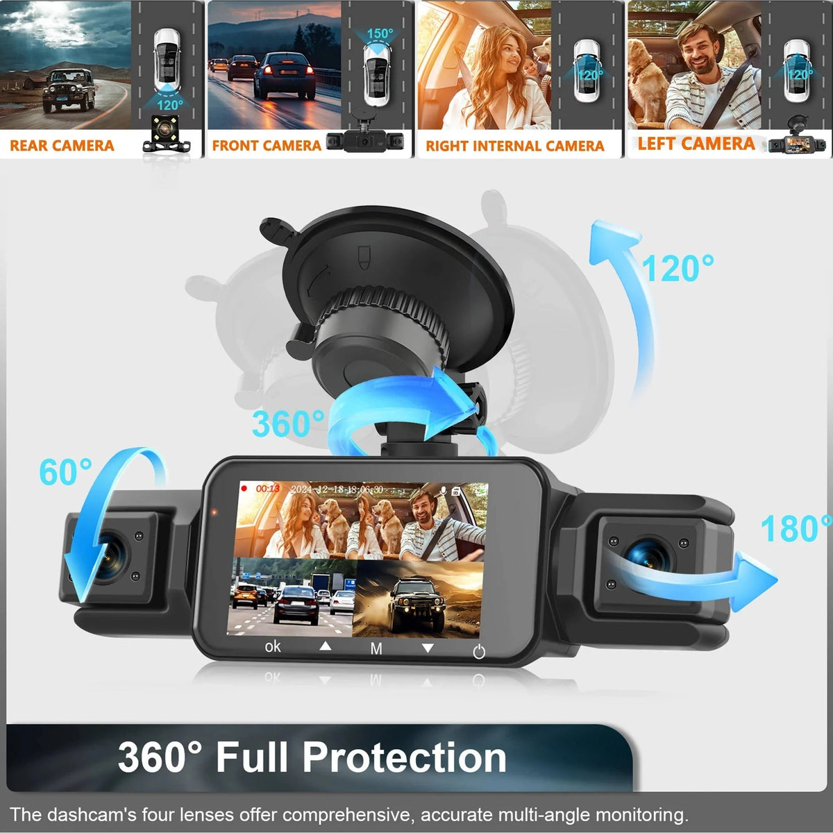 Dash Camera System | Wireless 4-Camera & Night Vision