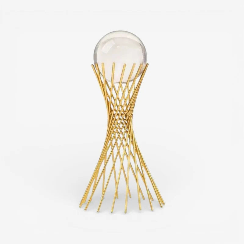 Decorative Statue | Gold Metal Sphere Design | Table & Shelf Display