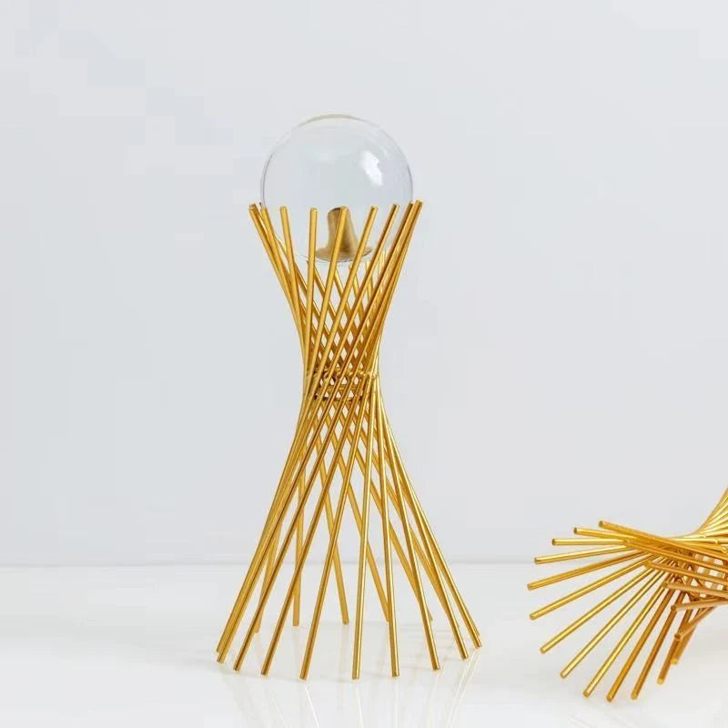 Decorative Statue | Gold Metal Sphere Design | Table & Shelf Display