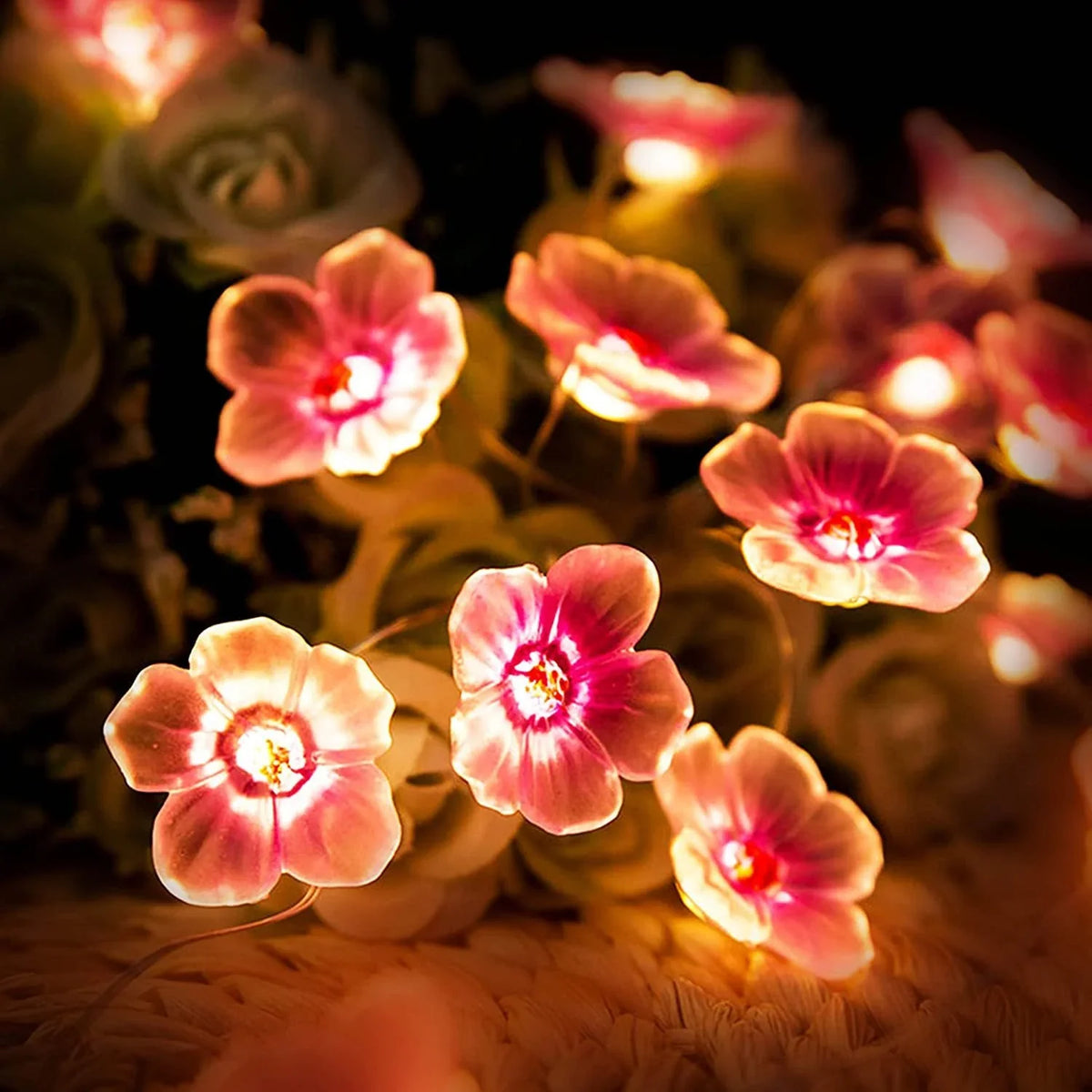 Decorative String Lights | Warm Pink LEDs & Battery-Operated | 3 m Cable