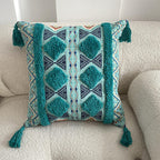 Decorative Throw Pillow | Moroccan-Inspired Felted Cotton-Linen & Tassels | 45 x 45 cm