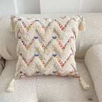 Decorative Throw Pillow | Moroccan-Inspired Felted Cotton-Linen & Tassels | 45 x 45 cm