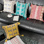Decorative Throw Pillow | Moroccan-Inspired Felted Cotton-Linen & Tassels | 45 x 45 cm