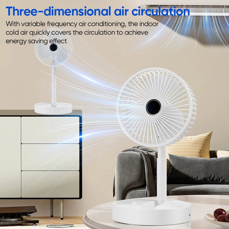 Desk Fan | Foldable Telescopic & USB Rechargeable | Built-In Phone Holder