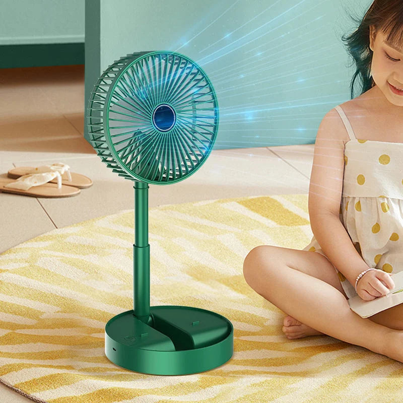 Desk Fan | Foldable Telescopic & USB Rechargeable | Built-In Phone Holder