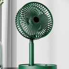 Desk Fan | Foldable Telescopic & USB Rechargeable | Built-In Phone Holder