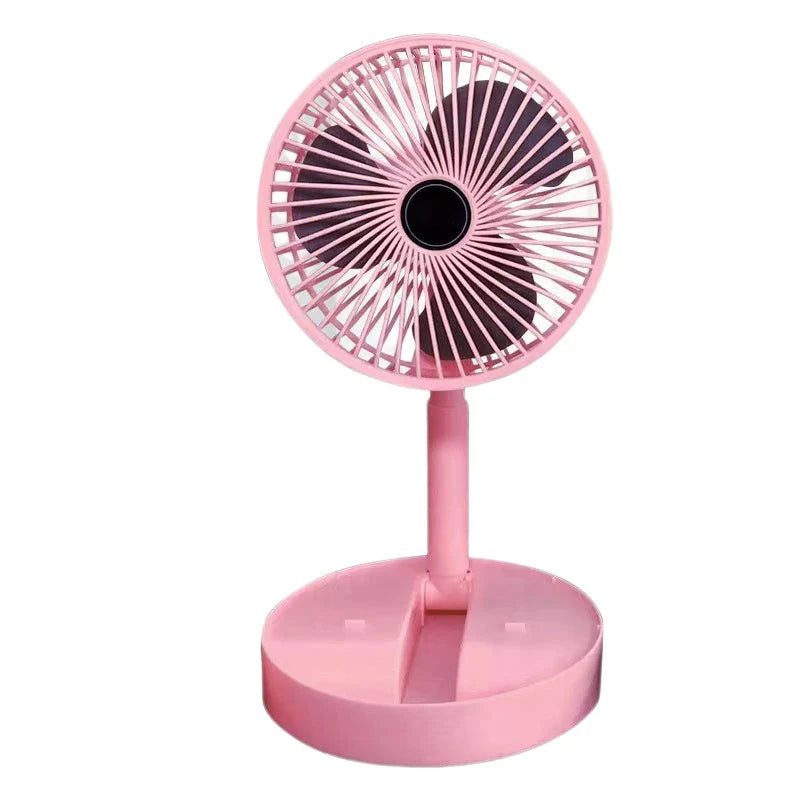 Desk Fan | Foldable Telescopic & USB Rechargeable | Built-In Phone Holder