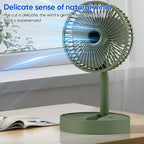 Desk Fan | Foldable Telescopic & USB Rechargeable | Built-In Phone Holder