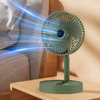 Desk Fan | Foldable Telescopic & USB Rechargeable | Built-In Phone Holder