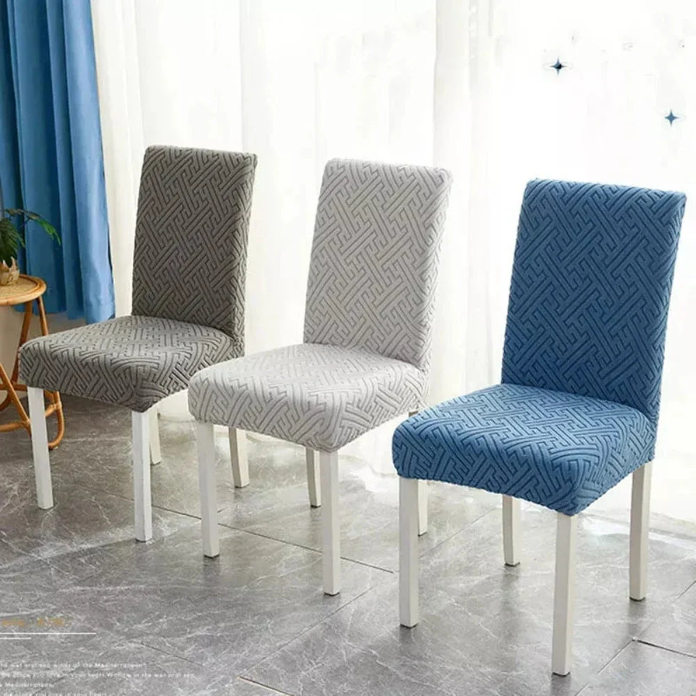 Dining Chair Cover | Embossed Grid & Stretch Microfiber | Machine Washable