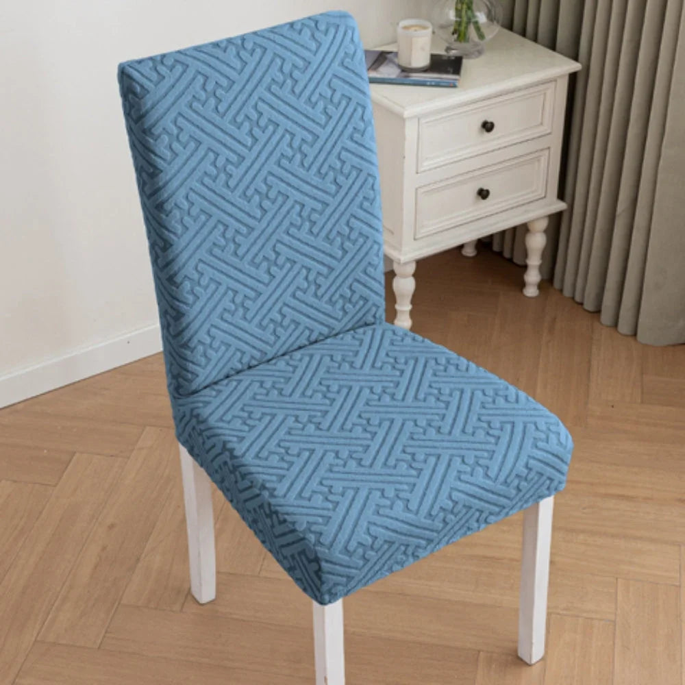 Dining Chair Cover | Embossed Grid & Stretch Microfiber | Machine Washable