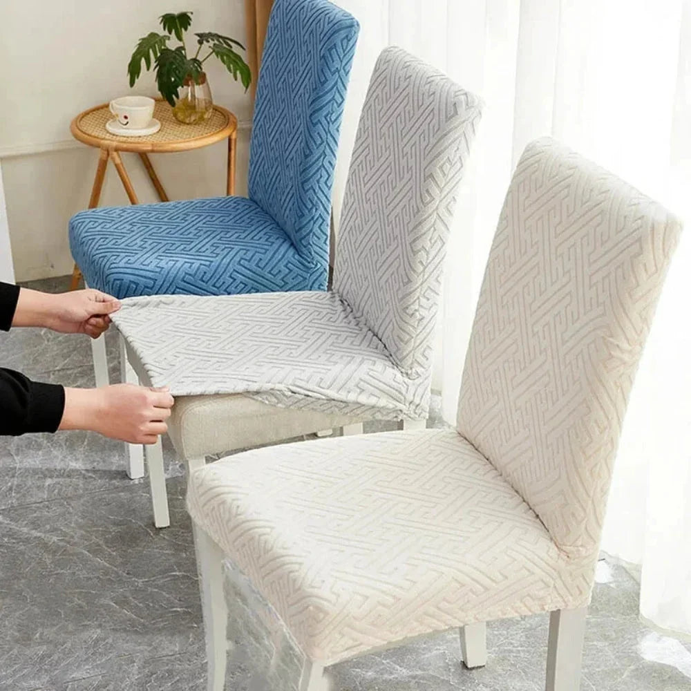 Dining Chair Cover | Embossed Grid & Stretch Microfiber | Machine Washable