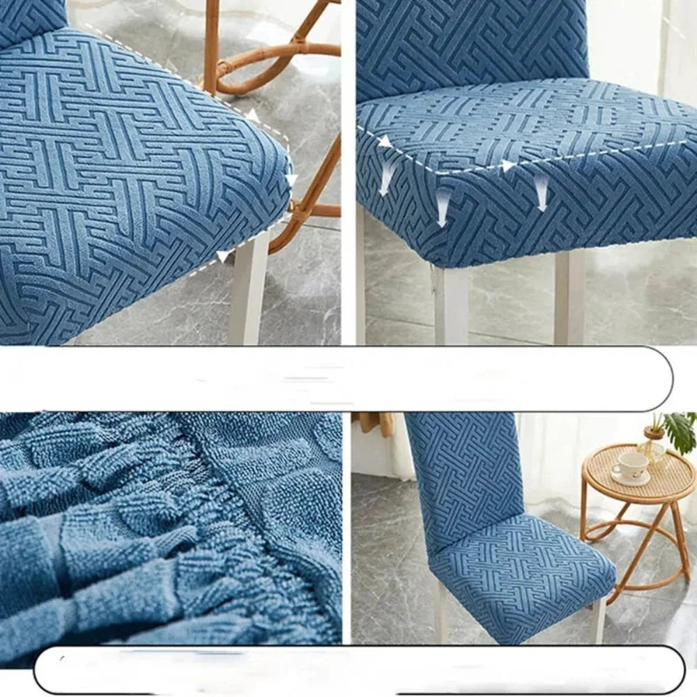 Dining Chair Cover | Embossed Grid & Stretch Microfiber | Machine Washable