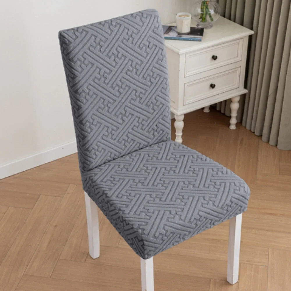 Dining Chair Cover | Embossed Grid & Stretch Microfiber | Machine Washable