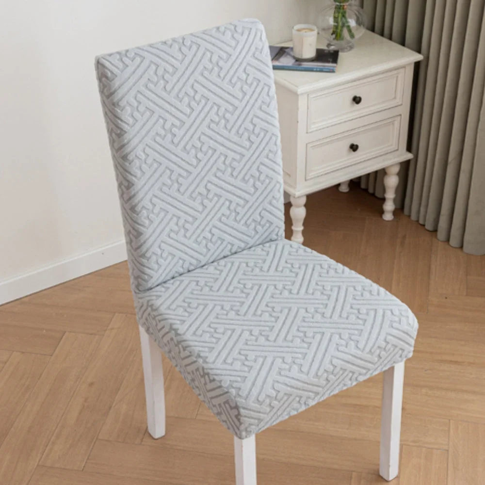 Dining Chair Cover | Embossed Grid & Stretch Microfiber | Machine Washable