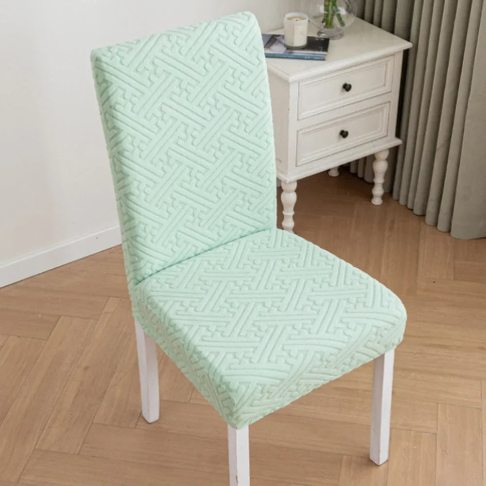 Dining Chair Cover | Embossed Grid & Stretch Microfiber | Machine Washable