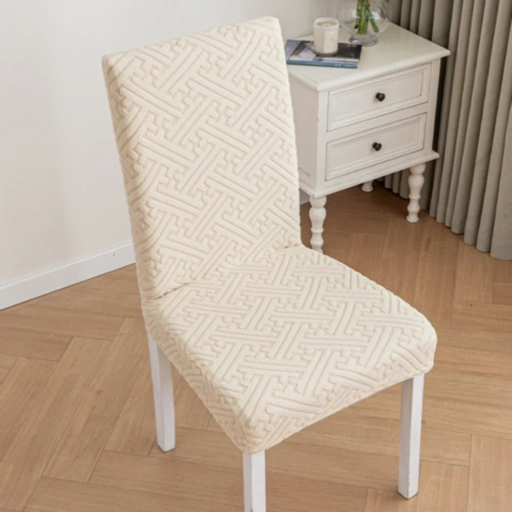 Dining Chair Cover | Embossed Grid & Stretch Microfiber | Machine Washable
