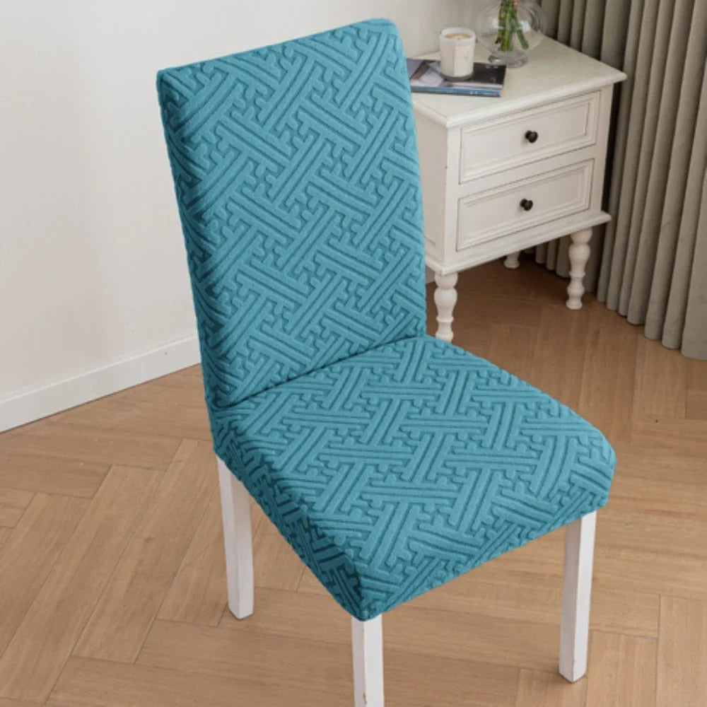 Dining Chair Cover | Embossed Grid & Stretch Microfiber | Machine Washable
