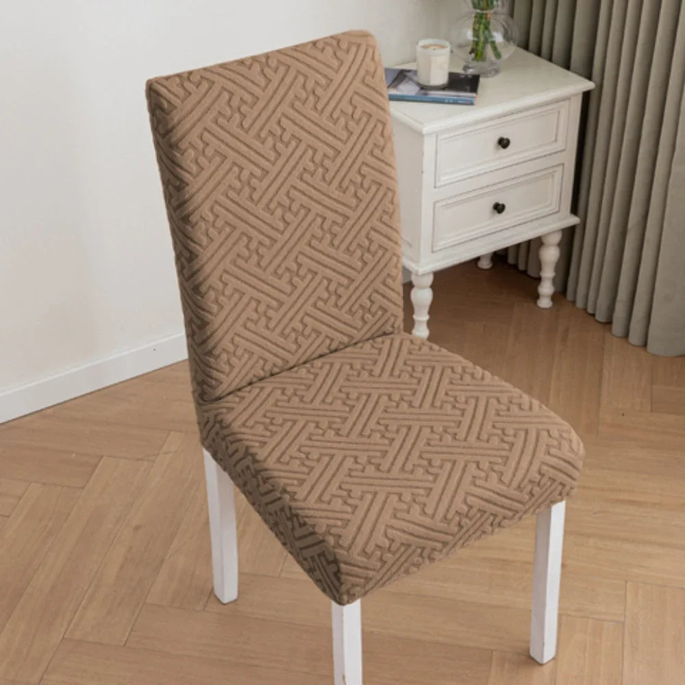 Dining Chair Cover | Embossed Grid & Stretch Microfiber | Machine Washable