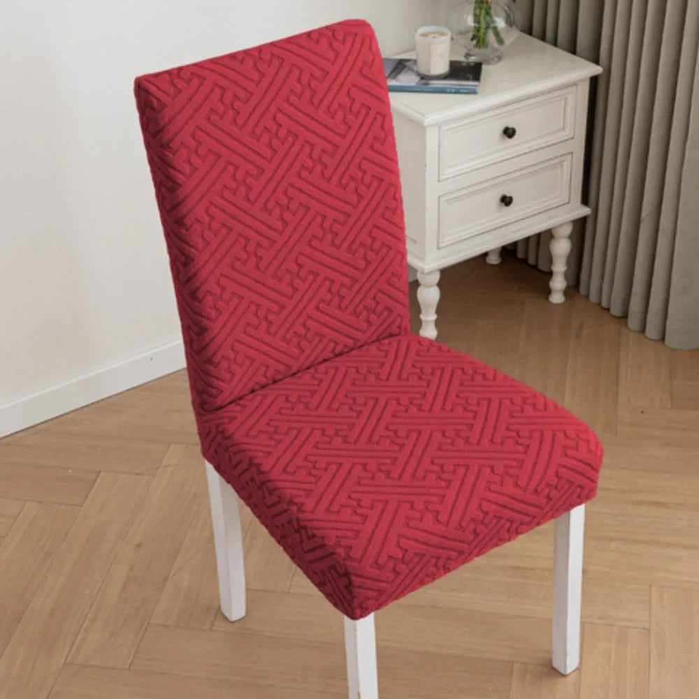Dining Chair Cover | Embossed Grid & Stretch Microfiber | Machine Washable