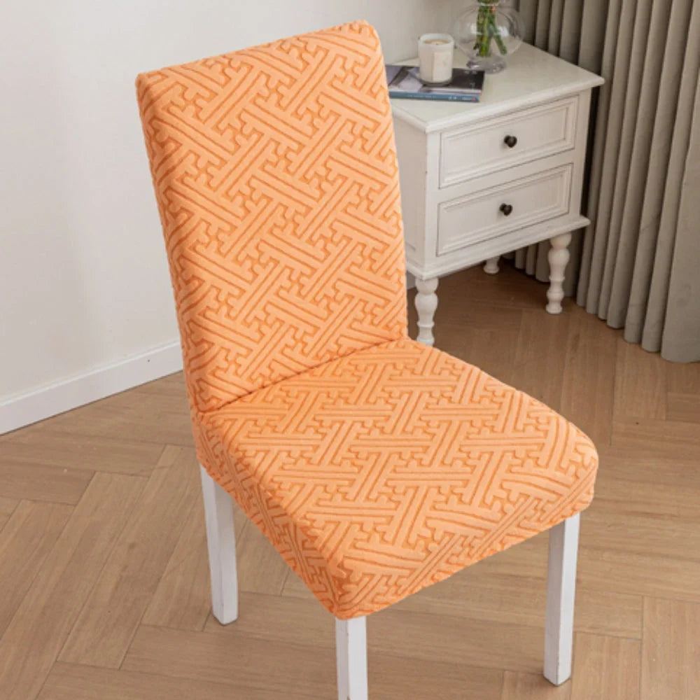Dining Chair Cover | Embossed Grid & Stretch Microfiber | Machine Washable