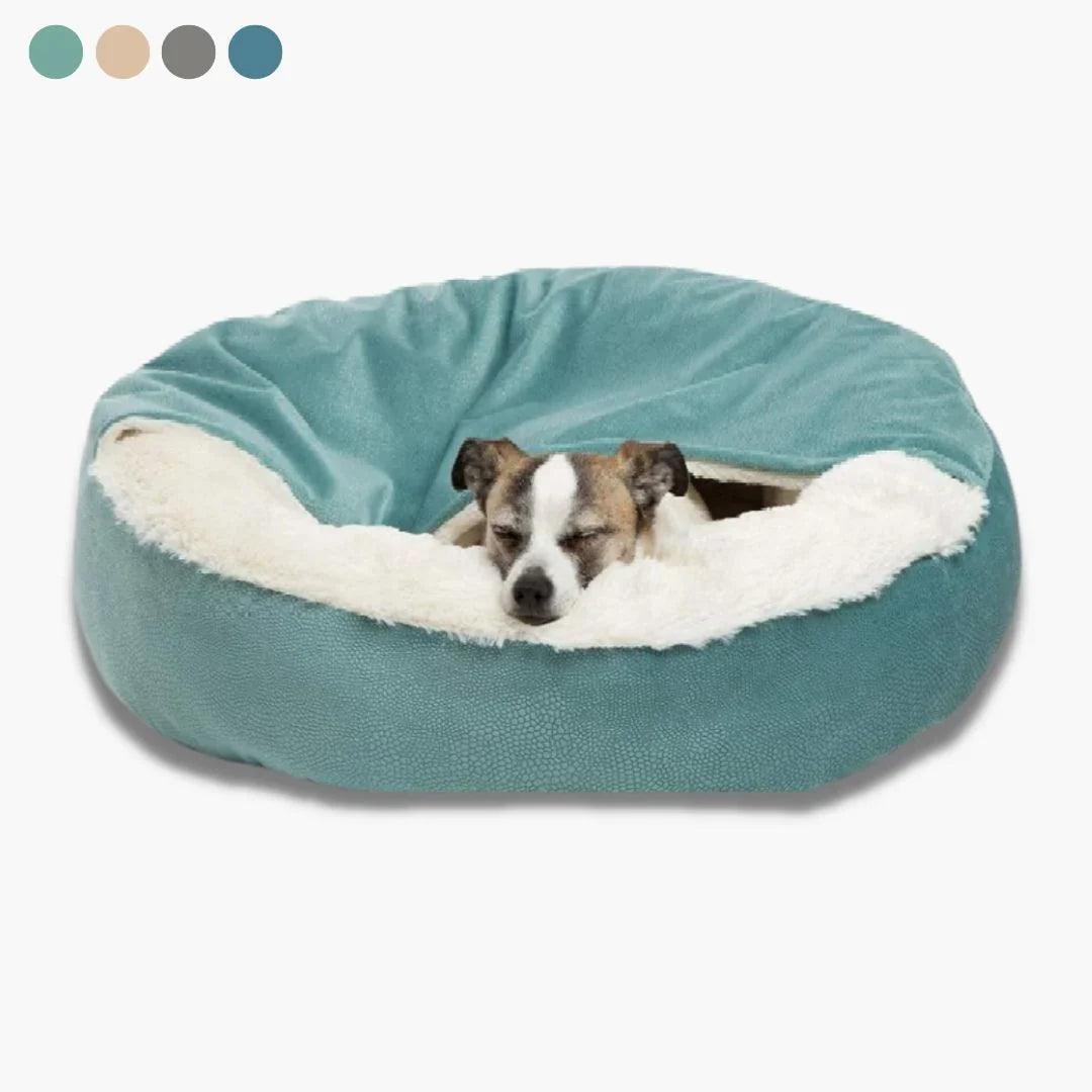 Dog Cave Bed | Orthopedic Support & Breathable Vegan Fur