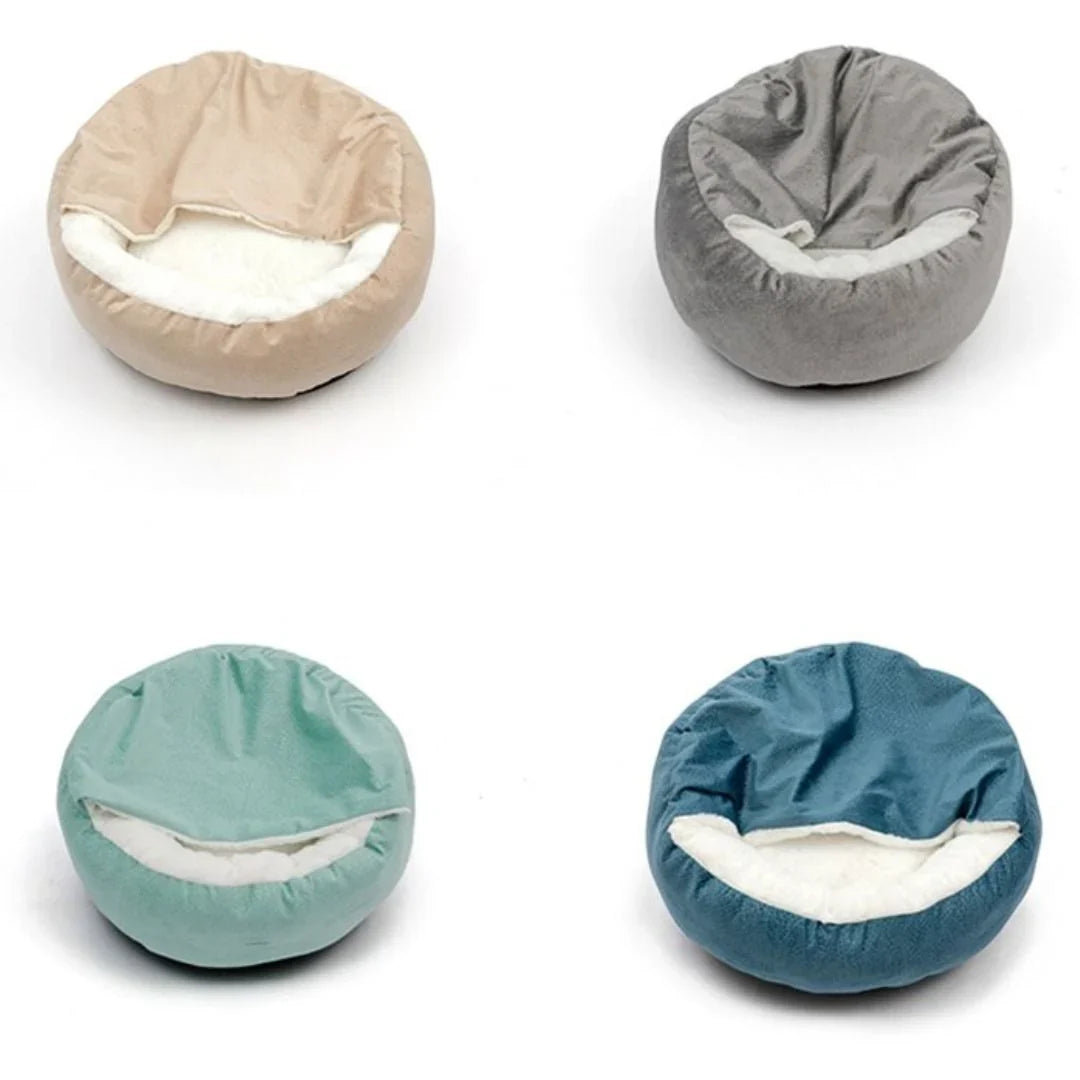 Dog Cave Bed | Orthopedic Support & Breathable Vegan Fur