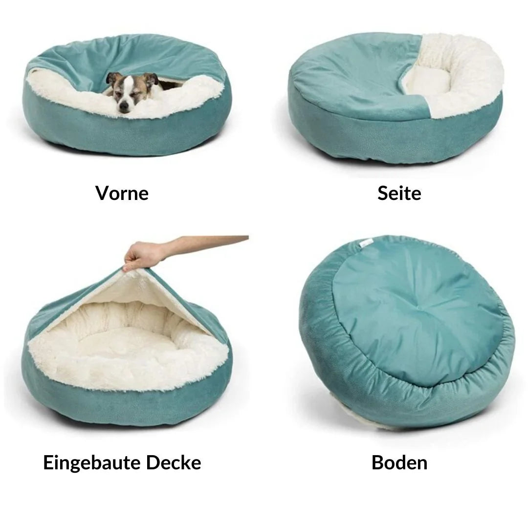 Dog Cave Bed | Orthopedic Support & Breathable Vegan Fur