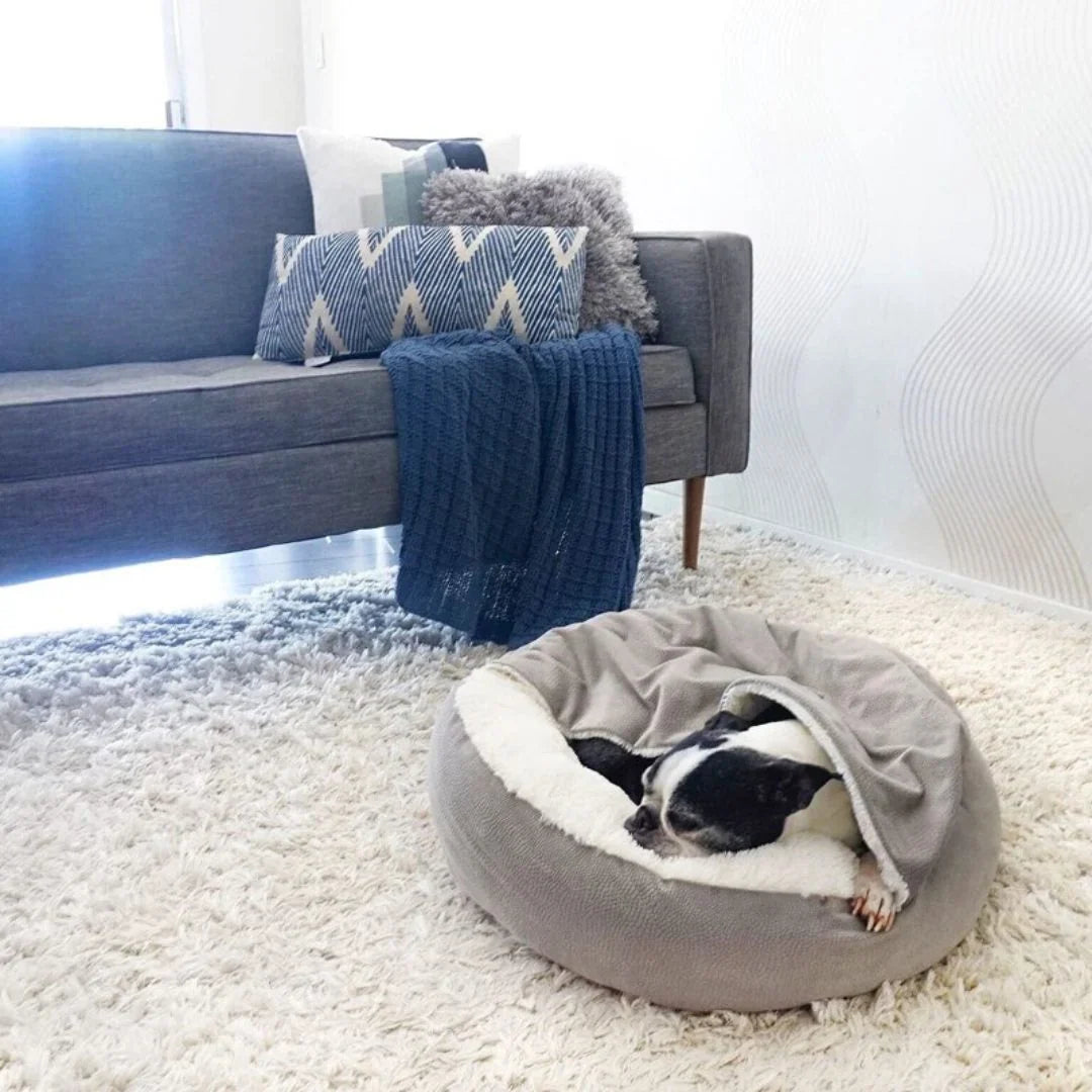 Dog Cave Bed | Orthopedic Support & Breathable Vegan Fur