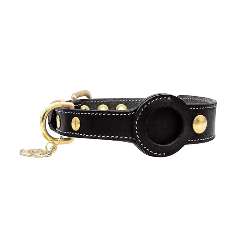 Dog Collar | AirTag-Compatible Genuine Leather & Padded Lining