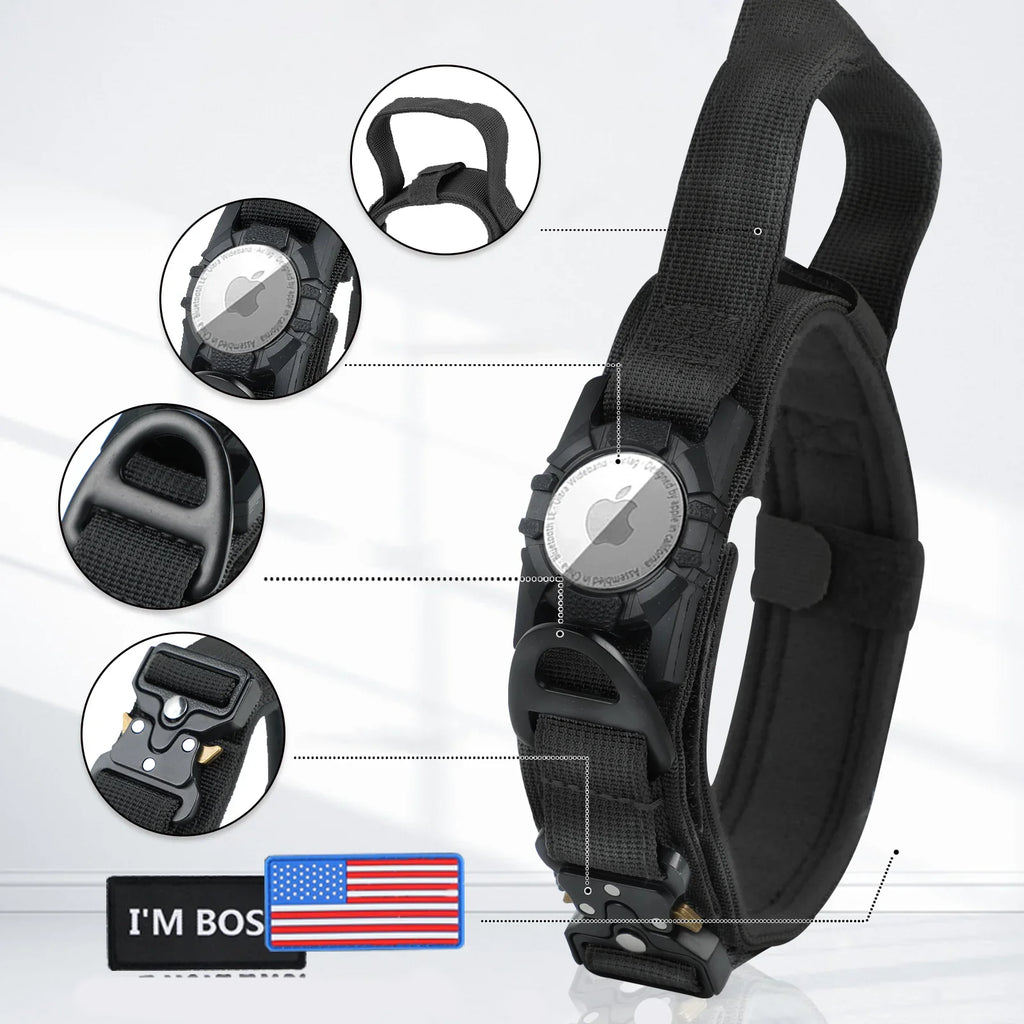 Dog Collar | Integrated AirTag Holder & Robust Handle