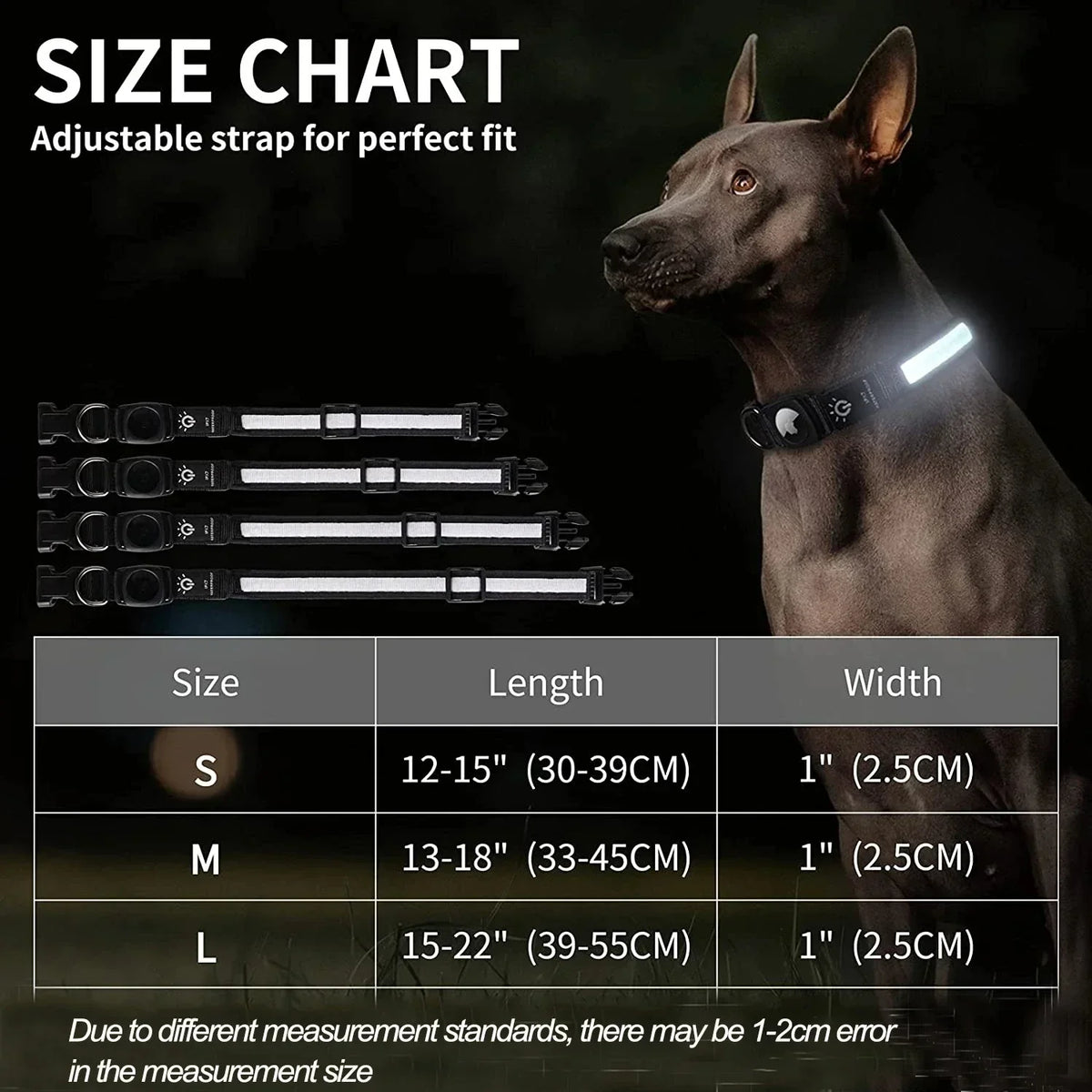 Dog Collar | USB-Rechargeable LED & AirTag Compatible